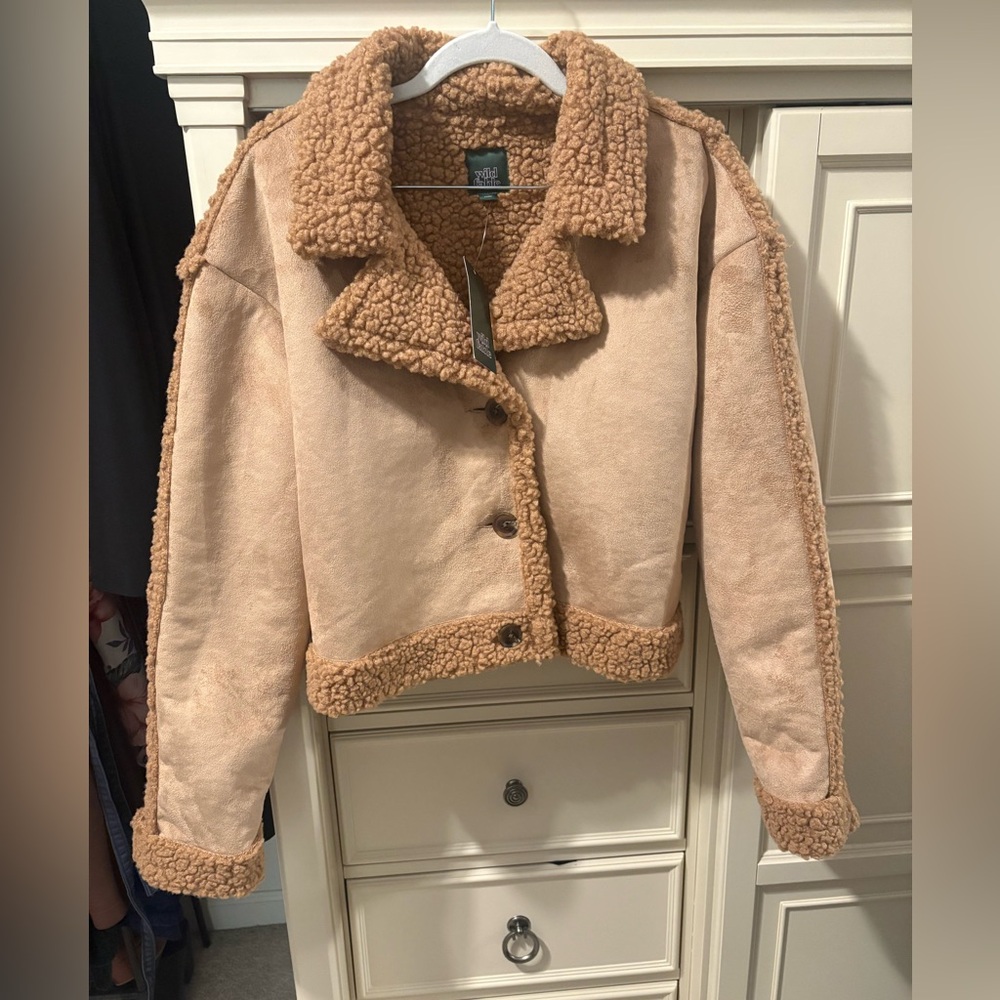 Women’s Tan Sherpa-Lined Jacket